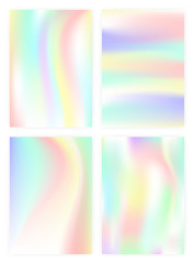 Poster - Set of vertical abstract backgrounds with holographic effect. vector illustration.