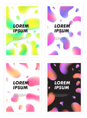 Leinwandbilder - Set of vertical abstract backgrounds with liquid bright plasma drops. Cover templates collection with colorful fluid shapes. vector illustration.