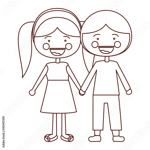 Sketch Contour Smile Expression Cartoon Guy And Girl