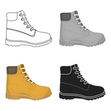 Hiking Boots Icon In Cartoon Style Isolated On White Background. Shoes Symbol Stock Vector Illustration.