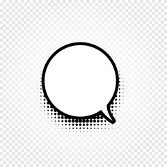 Poster - Isolated abstract black and white color comic speech balloon icon on checkered background, dialogue box sign, dialog frame vector illustration