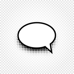 Poster - Isolated abstract black and white color comic speech balloon icon on checkered background, dialogue box sign, dialog frame vector illustration