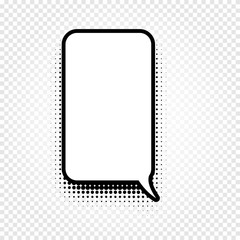 Poster - Isolated abstract black and white color comic speech balloon icon on checkered background, dialogue box sign, dialog frame vector illustration