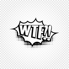 Poster - Isolated abstract black and white color comics speech balloon icon on checkered background, dialogue box with popular expressions, pop art dialog frame vector illustration