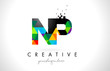 NP N P Letter Logo with Colorful Triangles Texture Design Vector.