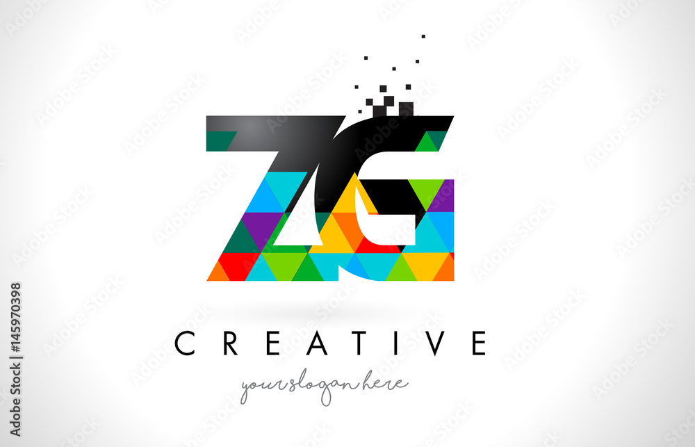 ZG Z G Letter Logo with Colorful Triangles Texture Design Vector. Stock ...