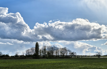 panorama of a landscape with beautiful cloudscape