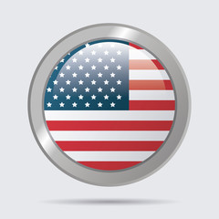 Canvas Print - USA flag glossy button emblem design vector illustration