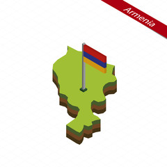 armenia isometric map and flag. vector illustration.