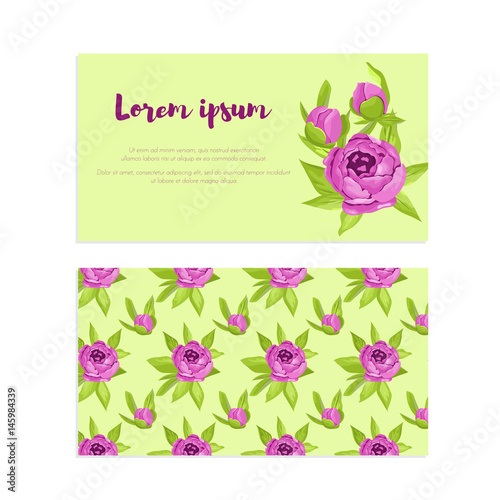 Purple Vintage Flowers In Frame With Sign And Pattern For Wedding