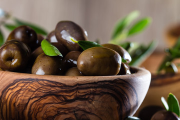 Wall Mural - Close up of bowl with olives