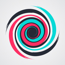 Color Spiral Swirl With Brush In Flat Style Vector Illustration