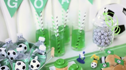 Sticker - Kids football party set with snacks and drinks
