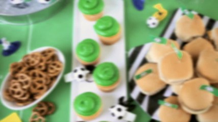 Sticker - Kids football party set with snacks and drinks
