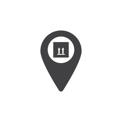 Poster - Map pin symbol with Box icon.