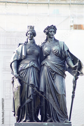 Fotografie, Obraz Monument National mit Helvetia und Geneva