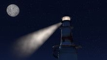 3d Illustration Of An Old Lighthouse At Night