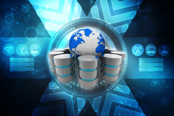 Poster - 3d rendering Database storage illustration