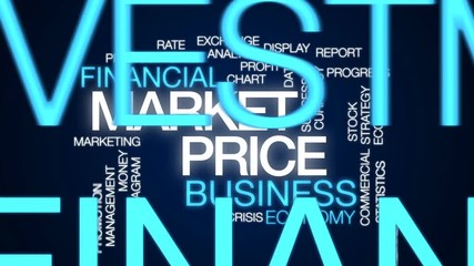 Wall Mural - Market price animated word cloud, text design animation.