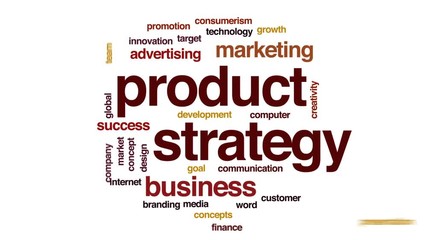 Wall Mural - product strategy animated word cloud, text design animation.