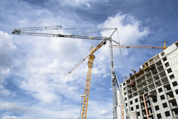 Wall Mural - Panorama of construction at the background of blue sky