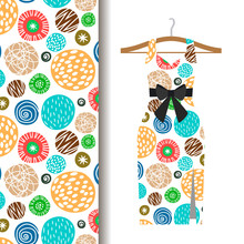 Women Dress Fabric Pattern With Dots