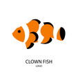 The silhouette of clownfish. Flat design. Vector illustration.