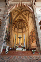 The altar in the Basilica of Saint Anastasia in Verona. Italy