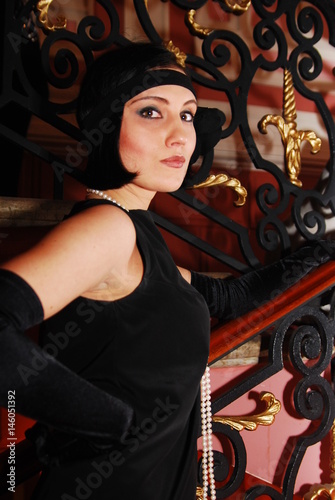 Poster Portrait of a beautiful woman. Retro style.