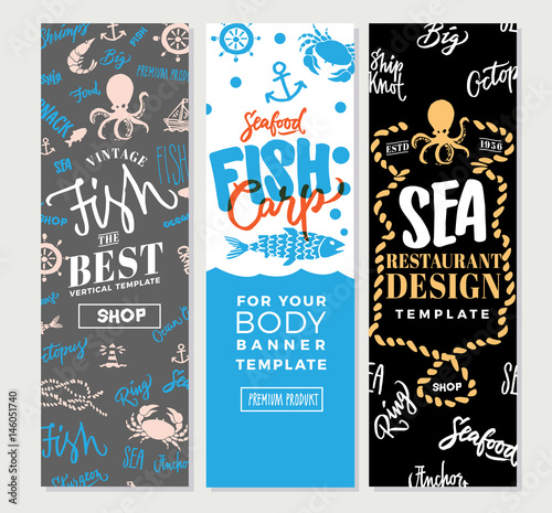Vintage Sea Food Vertical Banners