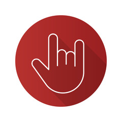 Heavy metal gesture. Flat linear long shadow icon