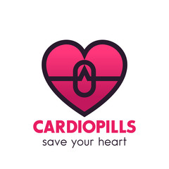 Poster - Heart pills logo, pharmacy, medicine symbol