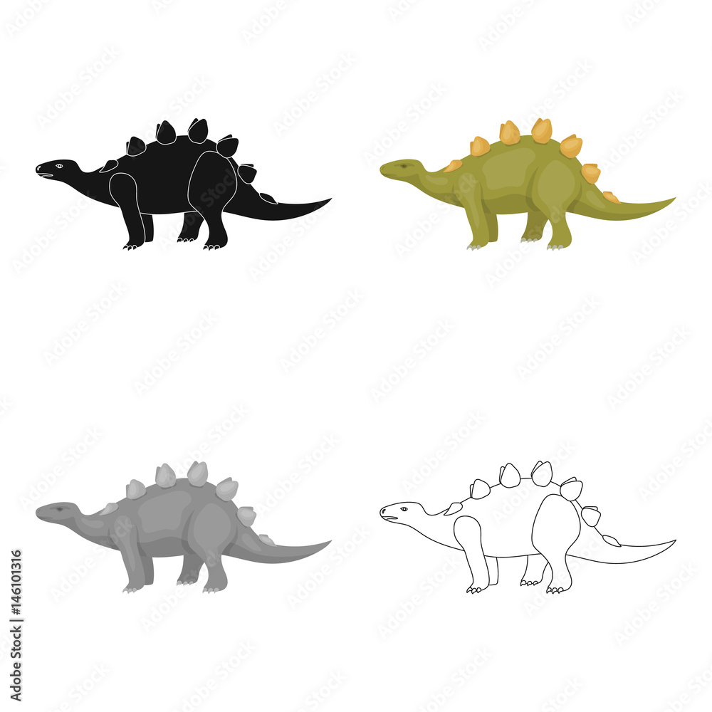 Dinosaur Stegosaurus icon in cartoon style isolated on white background ...