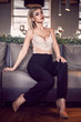 © micro - Gorgeous beauty young woman in interior