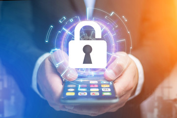 Poster - Security concept with a locker open on an internet application - technology concept