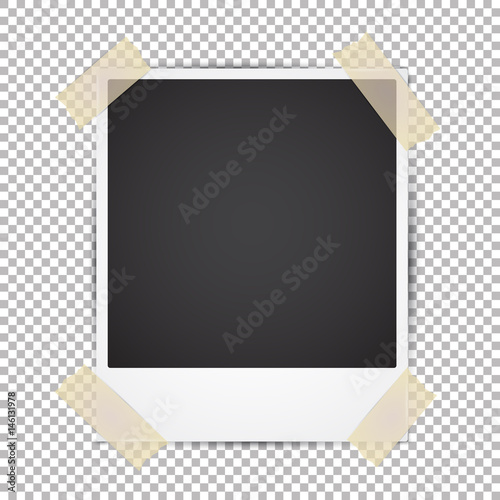 Vector Instant Photo Frame With Adhesive Tape Realistic Vector Instant Photo Frame With Adhesive Tape Realistic Mockup On Transpa Background Vintage Paper Template For Your Photos