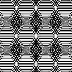 Sticker - black and white hexagon geometric pattern background