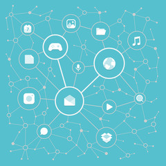 Aufkleber - Social media network vector concept. Abstract communication scheme of modern global network
