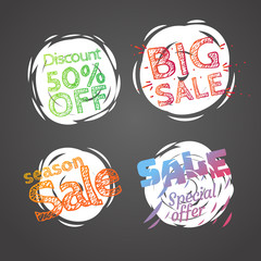 Aufkleber - Different colo sale banners vector collection. Web promo banners set