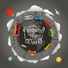 Poster - Travel around the Earth. Around the world. Vector illustration
