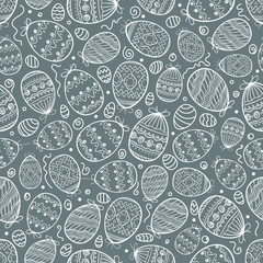Poster - Happy Easter seamless background. Vector seamless pattern of color easter elements