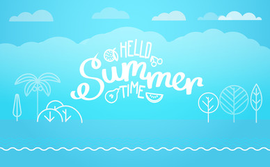 Poster - Travel vector illustration. Hello summer
