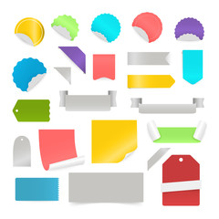 Aufkleber - Paper stickers and labels isolated on white background. Vector clip-art
