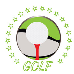 Sticker - Isolated golf emblem with a ball and a tee, Vector illustration