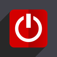 Fototapete - Power flat design white and red vector web icon on gray background with shadow in eps10.