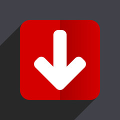 Leinwandbilder - Download arrow flat design white and red vector web icon on gray background with shadow in eps10.