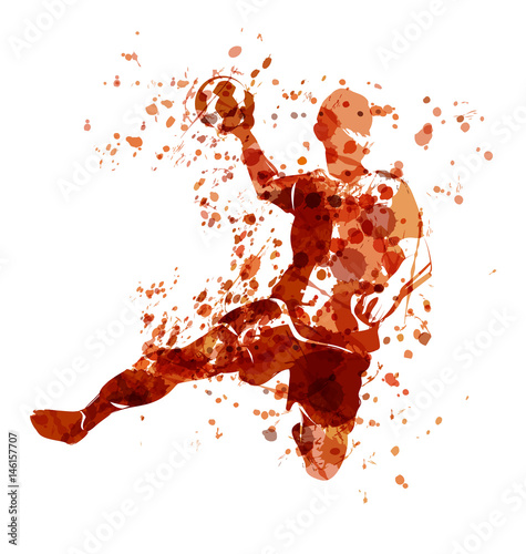 Fotografie, Obraz Vector watercolor sketch of a handball player