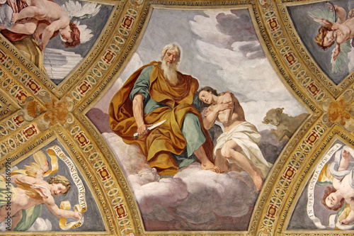 Foto il sacrificio di Isacco; affresco di Daniele Crespi nella Certosa di Garegnano;