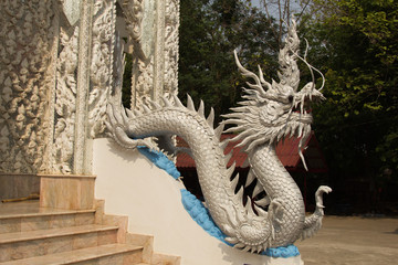 Wall Mural - Beautiful white dragon statue at Wat Mai Kham Wan temple, Phichit,Thailand.