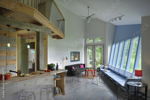 Split Level Open Plan Living Room And Kitchen At Home Buy This